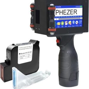 P16-1 Handheld Inkjet Printer, 1 Inch/25.4mm Date Printer with 72ml Solvent Ink Cartridge, Portable Intelligent Coding Machine for Expiry Date/Time/Barcode/QR Code/Logo (Metal Case)