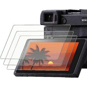 PCTC Screen Protector Compatible for Sony Alpha A6600, A6100, A6400, A6000, A6300, A5000, NEX-7, NEX-6 – 3 Pack 0.3mm 9H Hardness Tempered Glass