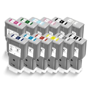 PFI-206 Ink Tank 12Pcs Replacement for PFI206 Ink Cartridge Compatible for Canon imagePROGRAF iPF6400 iPF6400S iPF6450 Printers (12-Packs, 300ML)