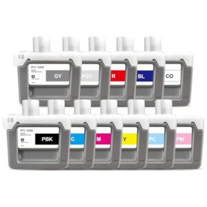 PFI-3300 Ink Tank Replacement for Canon PFI-3300 Ink Compatible with Canon PRO-4600, PRO-6600, PRO-2600, GP-4600S, GP-6600S Printer, 11-Pack 330ml Each
