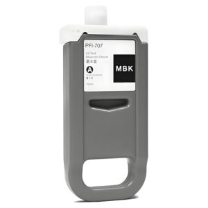 PFI-707 Ink Cartridge PFI707 Ink Tank Compatible with Canon imagePROGRAF PF830, iPF840, iPF850 CAD Plotters 700 ML (1-Pack, Matte Black)