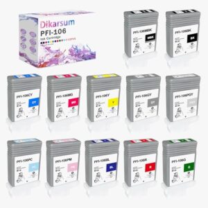 PFI106 PFI-106 Compatible Ink Cartridge with Pigment Ink Replacement for Canon PFI-106 for Canon imagePROGRAF iPF6300 iPF6300S iPF6350 iPF6400 iPF6400S iPF6400SE iPF6450(12Pcs-Each 130ML)