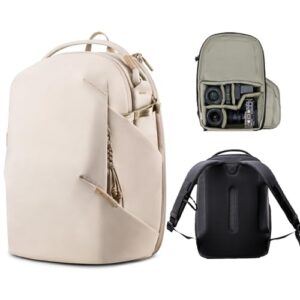 PGYTECH OneGo Lite Camera Backpack Water-Resistant DSLR/Mirrorless Bag for Sony/Canon/Fujifilm, Drone Backpack, Tripod Mount Travel & Weekend Photography Pack for 14″ Laptop (Cream, 16L)
