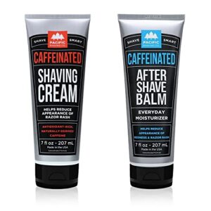 Pacific Shaving Company Caffeinated Shaving Cream & Aftershave Set – Shave Kit for Men – Antioxidant + Caffeine Enriched Shave Cream + Aftershave Lotion (7 Oz, 2 Pack)