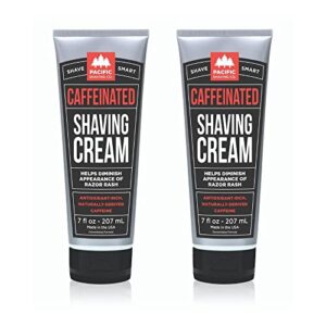Pacific Shaving Company Caffeinated Shaving Cream – Caffeine, Shea Butter + Spearmint Antioxidant Shaving Cream – Clean Formula for a Hydrating, Redness Reducing + Irritation-Free Shave (7 Oz, 2 Pack)