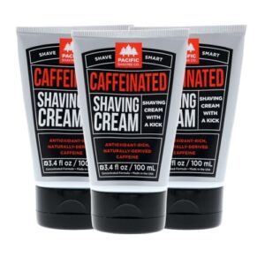 Pacific Shaving Company Caffeinated Shaving Cream – Helps Reduce Appearance of Redness With Safe Natural and Plant-Derived Ingredients Soothes Skin Paraben-Free Made in USA (3.4 Fl Oz, 3 Pack)