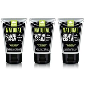 Pacific Shaving Company Natural Shaving Cream – Shea Butter + Vitamin E Shave Cream for Hydrated Sensitive Skin – Clean Formula for Smooth, Anti-Redness + Irritation-Free Shave Cream (3.4 Oz, 3 Pack)