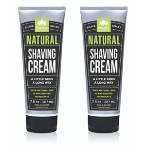 Pacific Shaving Company Natural Shaving Cream – Shea Butter + Vitamin E Shave Cream for Hydrated Sensitive Skin – Clean Formula for a Smooth, Anti-Redness + Irritation-Free Shave Cream (7 Oz, 2 Pack)