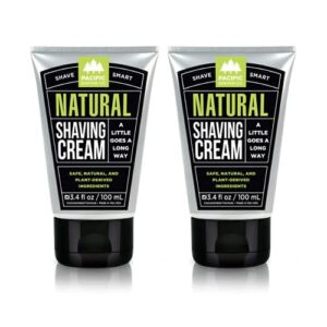 Pacific Shaving Company Natural Shaving Cream – Shea Butter + Vitamin E Shave Cream for Sensitive Skin – Clean Formula for a Smooth, Anti-Redness + Irritation-Free Shave Cream (3.4 Oz, 2 Count)
