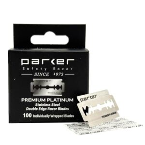 Parker Premium Platinum Double Edge Safety Razor Blades – 100 Count Salon Pack | Swedish Steel, Platinum-Tungsten-Chromium Coated | Smooth, Comfortable Shave | Fits All Double-Edge Razors