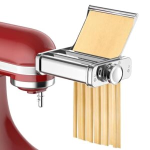 Pasta Maker Attachment for KitchenAid Stand Mixer, 3-in-1 Pasta Maker Includes Pasta Roller, Spaghetti Cutter & Fettuccine Cutter, Stainless Steel Pasta Attachment for KitchenAid Accessories by Cofun