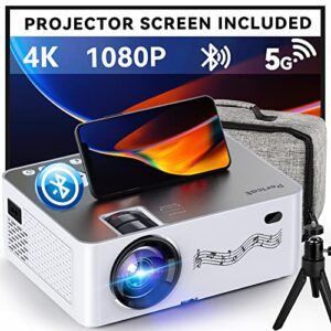 Pericat Projector with WiFi and Bluetooth【100″ screen&carry bag&tripod included】Native 1080P Outdoor Projector, 4K Supported Portable Movie Projector, Compatible with iOS/Android/PC/TV Stick/HDMI/USB