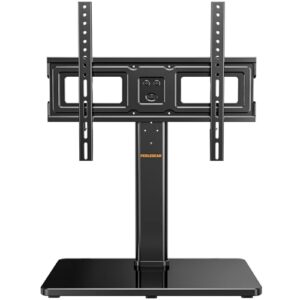 Perlegear Tabletop TV Stand, Universal TV Stand for 23–60 Inch LCD LED OLED TVs, Height Adjustable TV Base Stand with Tempered Glass Base Cable Management,VESA 400x400mm, PGTVS02