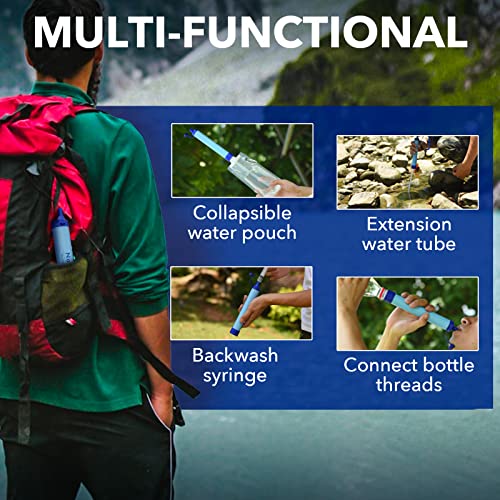 Personal Water Filter Straw Outdoor Portable Filtration Emergency Survival Gear Water Solutions Tactical Gear for Hiking Camping Accessories Travel Hunting Fishing Outing Backpacking - Image 6