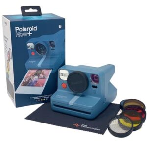 Polaroid Now+ Blue Gray (9063) – Bluetooth Connected I-Type Instant Film Camera with Bonus Lens Filter Set – Zell Kit