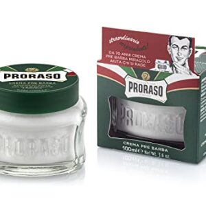 Proraso Pre-Shave Conditioning Cream for Men, Refreshing and Toning with Menthol and Eucalyptus Oil, 3.6 oz