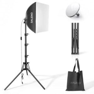 RALENO Softbox Photography Lighting Kit, 16” x 16” Softbox Lighting for TikTok with LED Bulb (50W | 5500K | 97 CRI | TLCI≥97), Continuous Lighting for Video Recording & Photography Shooting