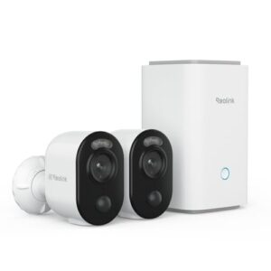 REOLINK 4K Security Cameras Wireless Outdoor System, Encrypted 1 Year Local Storage, 5-Month Battery Life, 2.4/5GHz Wi-Fi, Spotlight, No Monthly Fee, Home Hub with 2X Argus 3 Ultra