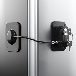 Refrigerator Lock 2 Packs, Fridge Lock with Silicone Wire Protection Fridge Locks for Kids Easy to Use and Install Cabinet Locks with Key, Black