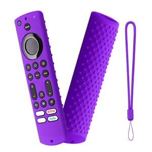 Remote Cover Replacement for Insignia/Toshiba FireTV Controller 2021 CT-RC1US-21, Silicone Case with Anti-Lost Lanyard, Purple