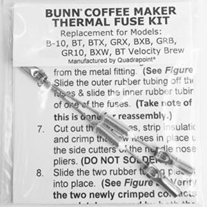 Replacement Thermal Fuse Harness Compatible with Bunn Coffee Maker Models B-10, GRX, BXB, BTX, GRB, BR10, BXW, BT Velocity Brew, Part to Repair Your Bunn Coffee Maker, Water Not Heating?