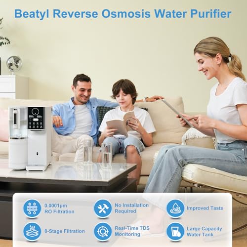 Reverse Osmosis Water Filter, Water Purifier, Portable Water Purifier Countertop for Kitchen, Office, RV, No Installation, White - Image 3