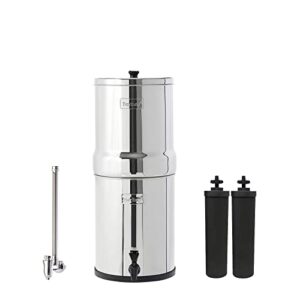 Royal Berkey Gravity-Fed Water Filter System with 2 Black Berkey Elements Plus Deluxe 10″ Stainless Steel Berkey Water View Spigot