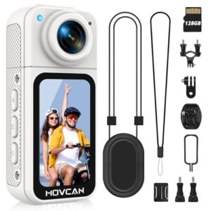 S70 Body Camera with Audio and Video Recording, HD 1520P Body Cam with 180° Rotating Lens, Thumb Size Hands Free Recording Body Worn Camera, Portable Camcorder for Work (128GB, White)