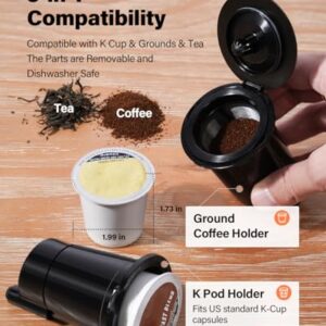 SHARDOR K Cup Coffee Maker With Bold Setting, Single Serve Hot & Iced Coffee Maker for K-Cup and Grounds, 52oz Removable Water Tank, 6 to14oz Brew Sizes, Pod Coffee Machine With Reusable Filter, Grey