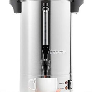SYBO SR-CP-50B Commercial Grade Stainless Steel Percolate Coffee Maker Hot Water Urn for Catering, 50-Cup 8 L, Metallic