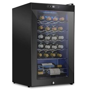 Schmecke 24 Bottle Compressor Wine Cooler Refrigerator w/Lock | Large Freestanding Wine Cellar | 41f-64f Digital Temperature Control Wine Fridge For Red, White, Champagne or Sparkling Wine – Black
