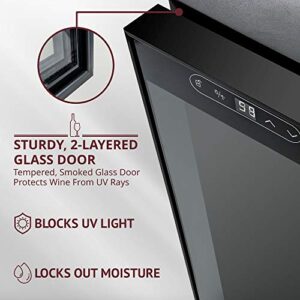 Schmecke 24 Bottle Compressor Wine Cooler Refrigerator w/Lock | Large Freestanding Wine Cellar | 41f-64f Digital Temperature Control Wine Fridge For Red, White, Champagne or Sparkling Wine – Black