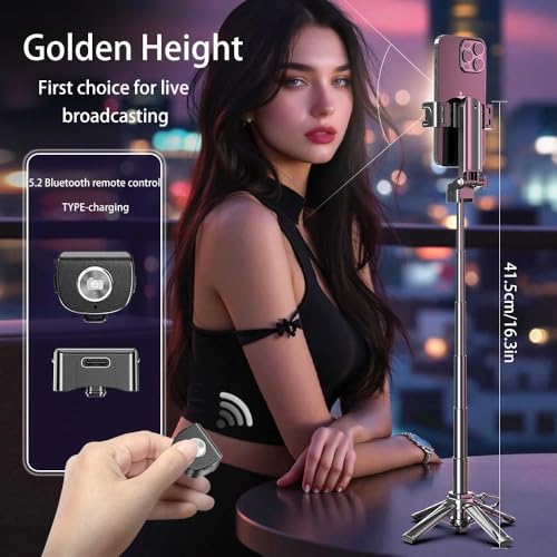 Selfie Stick Tripod, Tripod for iPhone Wireless Remote for Selfies, Pocket Size 4-16" high 4-in-1 Support 4.7-7" Mobile Phones Portable Stand for Video Recording Travel TIK Tok Vlog Live Broadcast - Image 6
