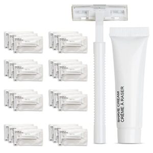 Shave Kit (Clear Frosted Sachet) – Hotel Amenities 48 count – Includes Twin Blade Razor and Moisturizing Shave Cream