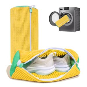 Shoe Washing Machine Bag: Laundry Shoe Bag for Washer and Dryer – 2pc Reusable Shoe Cleaning Bag for Sneaker Tennis Shoes Unstain Cleaner Kit (Yellow 2pcs)