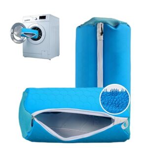 Shoe Washing Machine Bag,Silicone Shoe Washing Bag,Reusable and Durable Zippe Laundry Bag,Fits Most Shoes,for Washing Machine,for Sneaker Gym Shoes,2 Pcs (Blue)
