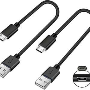 Short Micro USB Cable,2-Pack USB A Male to Micro B Android Phone Charger for Fire Stick,Roku TV Streaming Stick,Power Bank,Chromecast,PS4 Replacement,Fast Charging Cord Compatible with Kindle Tablet