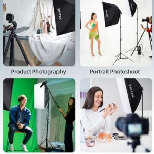 Skytex Softbox Lighting Kit 2Pack,20x28in Soft Box |Upgrade 135W 2700-6400K 100V-240V AC E27 LEDBulb Continuous Photography Lighting,Photo Studio Lights Equipment for Camera Shooting,Video Recording