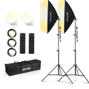 Skytex Softbox Lighting Kit 2Pack,20x28in Soft Box |Upgrade 135W 2700-6400K 100V-240V AC E27 LEDBulb Continuous Photography Lighting,Photo Studio Lights Equipment for Camera Shooting,Video Recording