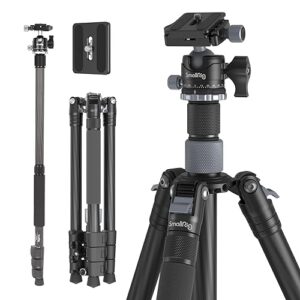SmallRig AP-20 Carbon Fiber Tripod, 62.2″ Camera Tripod Monopod with Center Column, Compact Lightweight Tripods with 360° Ball Head, Payload 26.5 lbs, Quick Release Plate, for DSLR Camera – 4059