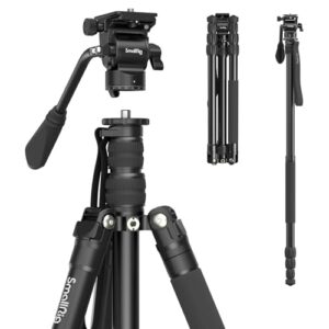 SmallRig CT180 Video Tripod, 72″ Camera Tripod Monopod with Fluid Head, Aluminum Camera Tripod, 360° Panorama Fluid Head for Travel, Video, Live Streaming, Vlogging- 3760B