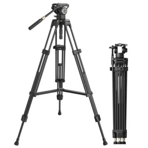 SmallRig Heavy-Duty Carbon Fiber Tripod with FreeSpeed One-Step Height Adjust, 75″ Tall, Fluid Head, Dual-Mode QR Plate for DJI/MFT, Load up to 17lbs, Professional Video Tripod for Camera AD-80S