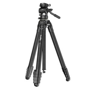 SmallRig Portable Carbon Fiber Travel Tripod Kit, 61.8” Video Camera Tripod Monopod Video Head, Built-in QR Plate for Arca, Switchable Centre Column, Max Load 3kg / 6.6lb for Cameras, DSLR
