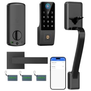 Smart Fingerprint Door Lock with Keypad – Keyless Entry Deadbolt for Front Door, Smart Door Locks for Front Door,App Control, Auto Lock,Easy Installation,Matte Black