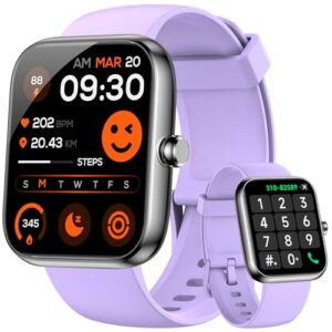 Smart Watch for Men Women Alexa Built-in, 1.83″ HD Fitness Tracker Touchscreen with Call Function, IP68 Waterproof, 120+ Sport Modes, 24/7 Heart Rate/Sleep Monitor, iOS Android Compatible (Purple)