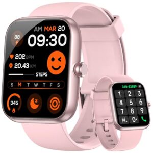 Smart Watch for Men Women Alexa Built-in, Fitness Tracker with Call Function & 1.83″ HD Touchscreen, 100 Sport Modes, Heart Rate/Sleep Monitor, IP68 Waterproof, iOS Android Compatible (Pink)