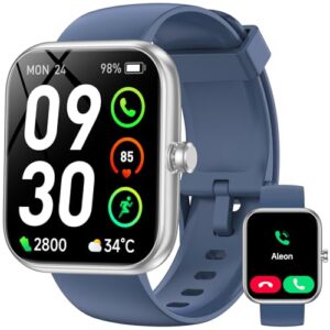 Smart Watch with Alexa Built-in‌, 1.83″ HD Fitness Tracker with Bluetooth Calls/Messages, IP68 Waterproof, 120+ Sports Modes, 24/7 Heart Rate/Sleep Smartwatch Compatible with iOS/Android (Blue)