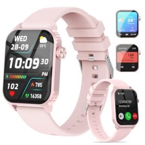 Smart Watches for Women Men, 1.83″ HD Smartwatch with 120 Sports Modes, Heart Rate/Sleep Monitor, IP67 Waterproof, Bluetooth Call & Music Control for iPhone/Android (Pink)