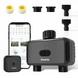 Smart Water Hose Timer Sprinkler Timer with 2 Outlet, Automatic Irrigation System Controller for Lawns,Compatible with Alexa Dark Gray-Plastics Inlet & Plastics Outlet