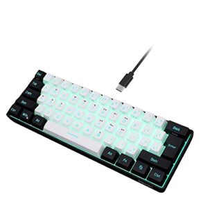 Snpurdiri 60% Wired Gaming Keyboard, 61 Keys RGB Backlit Ultra-Compact Small Gaming Keyboard, for PC/Mac Gamer, Typist, Travel, Easy to Carry on Business Trip(Black-White)